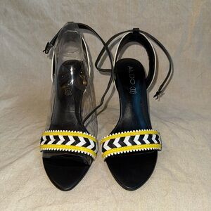 Aldo Black and Yellow Patterned Heels